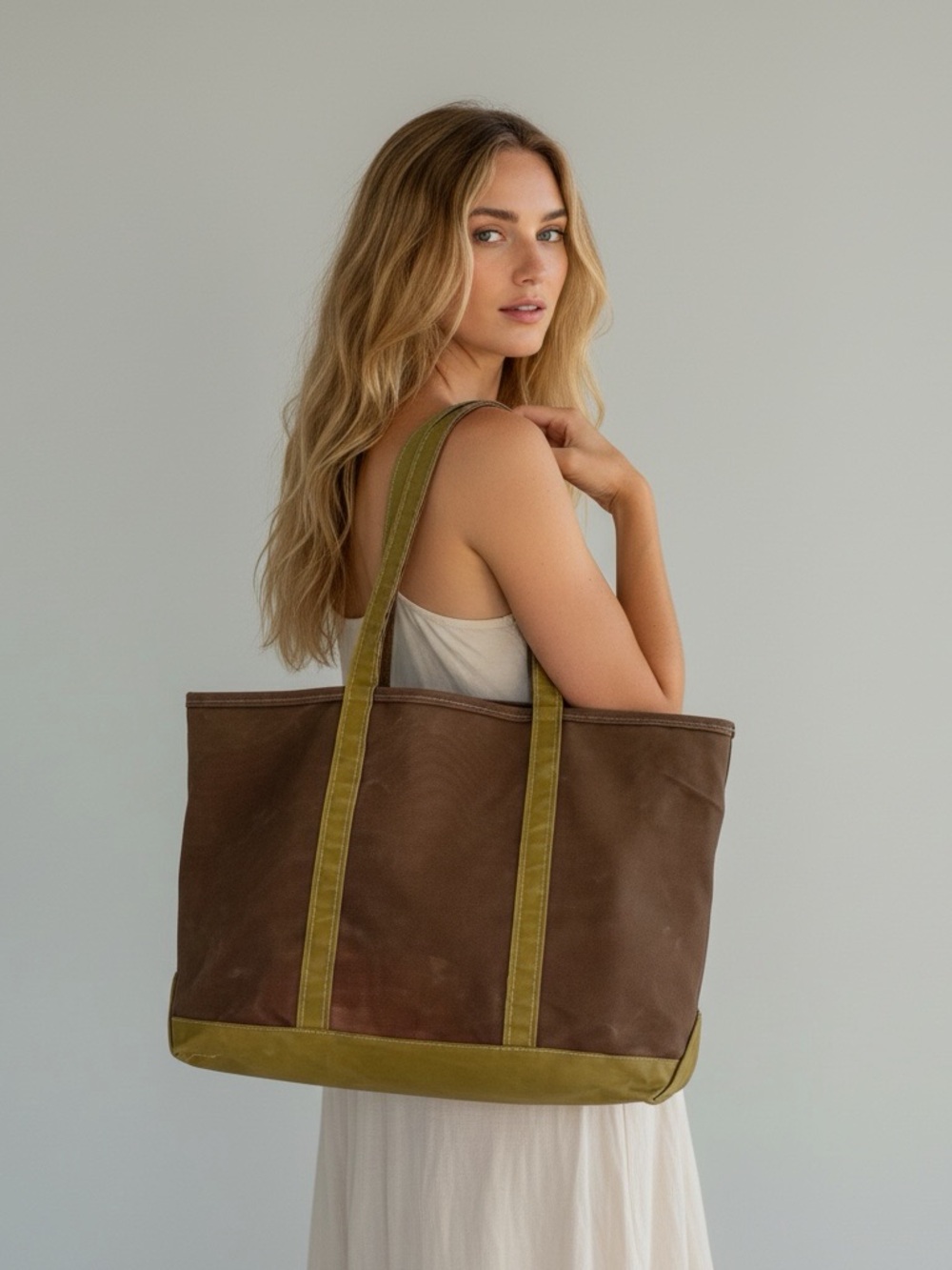 L.L. Bean Boat and Tote Vintage 70s/80s/90s Sawtooth Label Large Canvas Bag